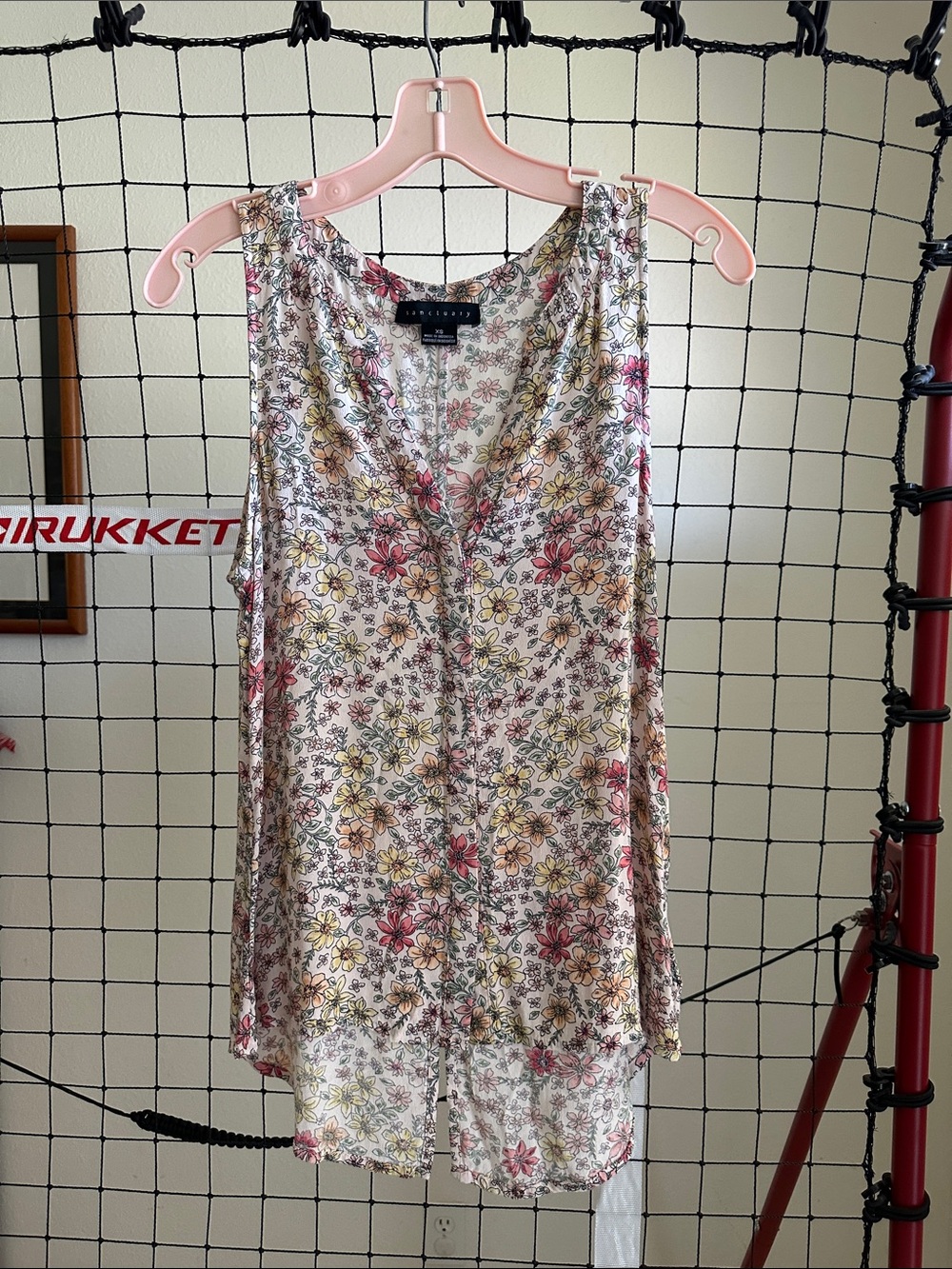 Sanctuary Lightweight Floral Sleeveless Blouse - Pink, Yellow, Green